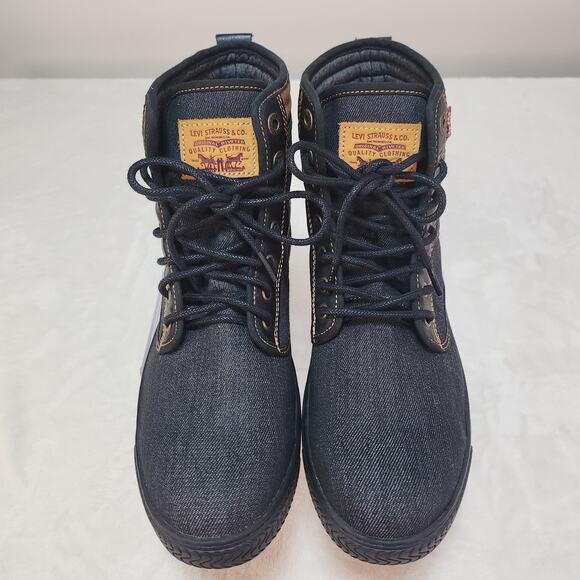 Levis Denim Lug Sole Utility Boots 10 Gorpcore Dark Indigo High Top Urban Rugged - Picture 4 of 12